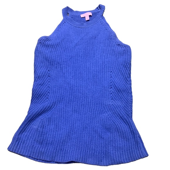 Lilly Pulitzer knit blue sweater tank top women’s size extra small XS Iris - Picture 4 of 9